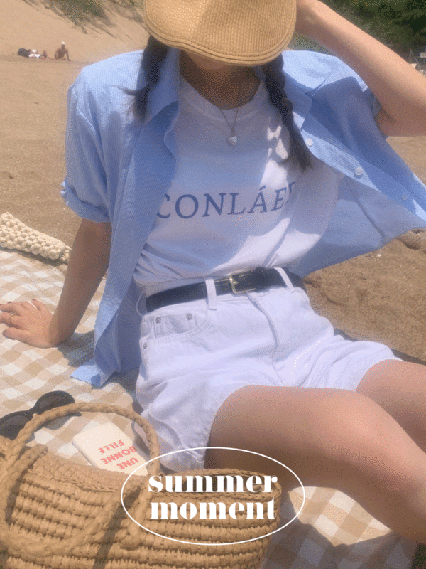 페브리 스트라이프 롤업 카라 여름 반팔 셔츠(4color)