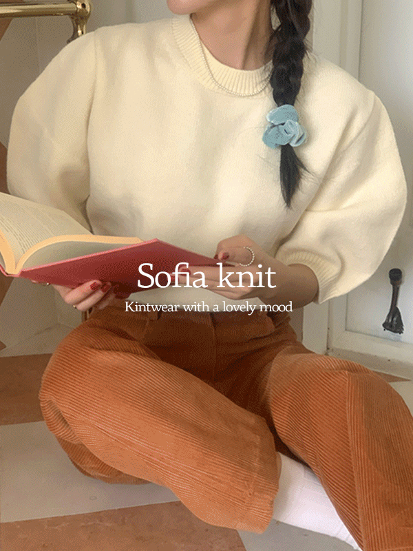 소피아 울 퍼프 봄 루즈핏 반팔 니트(4color)