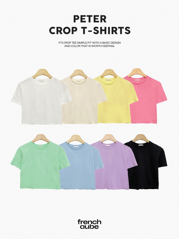 [🍉얼리썸머][여름반팔티🌴](8color)피터 여름 비비드 크롭 라운드넥 반팔 티셔츠