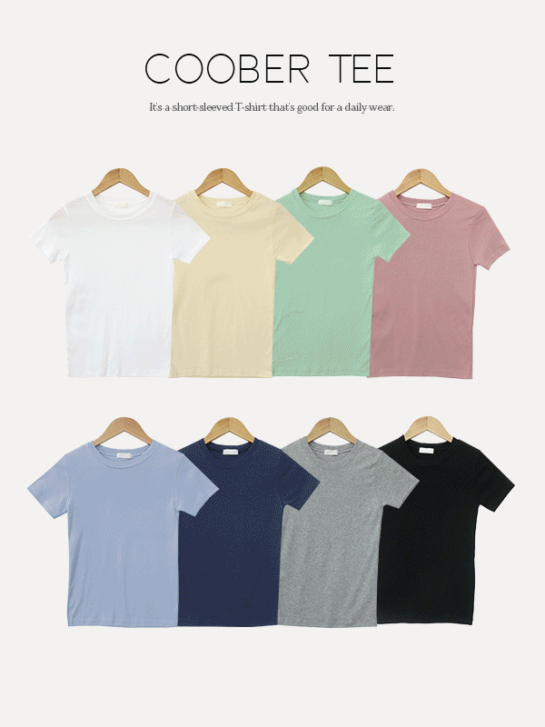 [🌸봄세일]쿠버 라운드넥 슬림 파스텔 여름 반팔 티셔츠(8color)