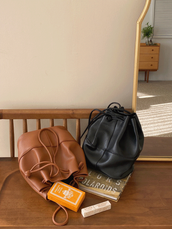 (3color)플링 레더 복조리 미니 버킷 숄더백 가방