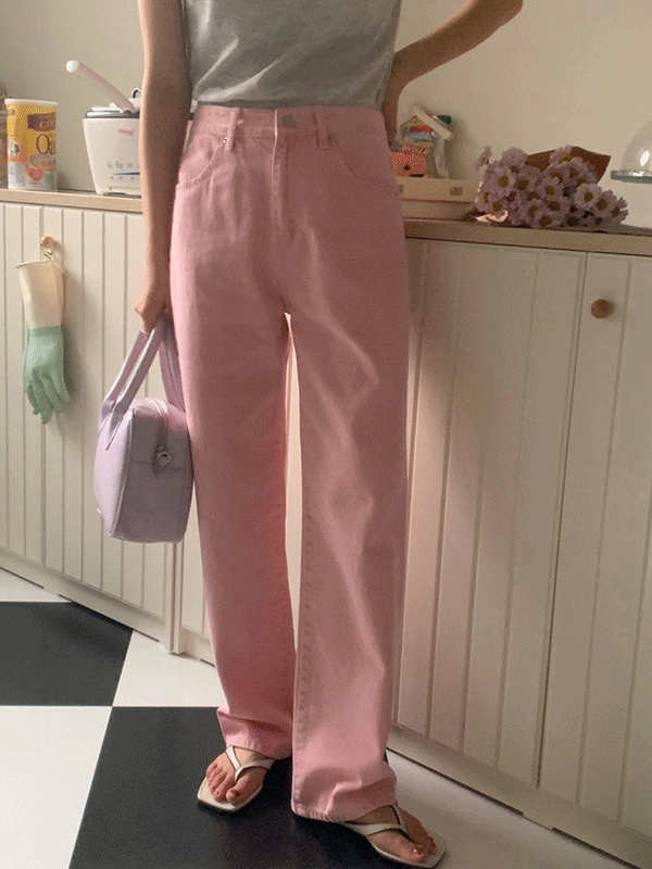 너트 여름 파스텔 와이드 핑크 크림 바지 팬츠(2color)