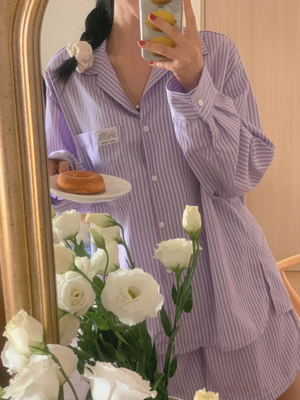 콜링 파자마 셔츠 빈티지 스트라이프 잠옷(2color)