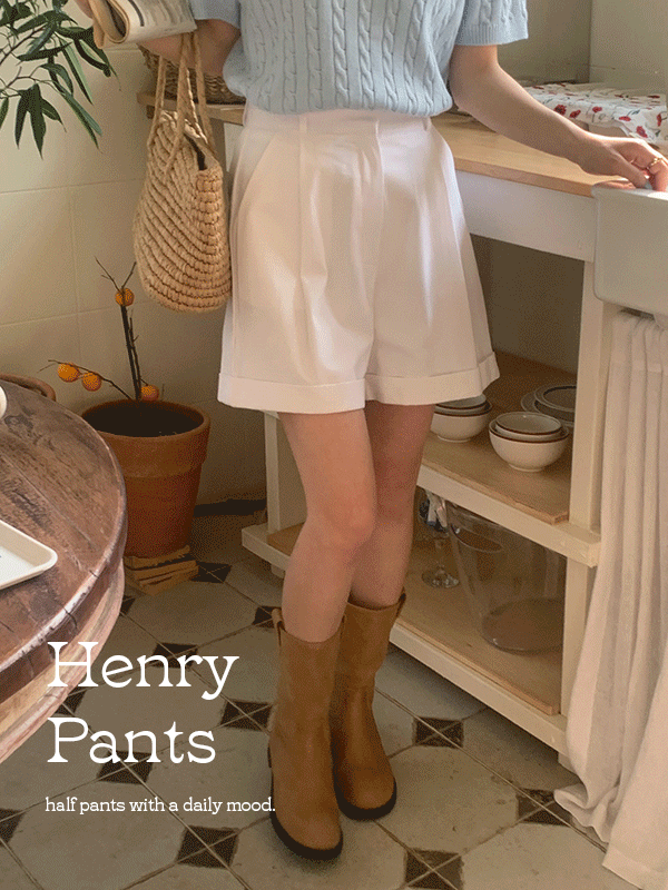[🍉얼리썸머]헨리 여름 롤업 핀턱 코튼 반바지 팬츠(4color)