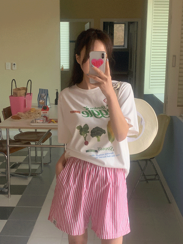 샐러리 여름 레터링 반팔 티셔츠(2color)