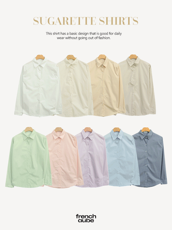 [인생셔츠/봄컬러]슈가렛 봄 파스텔 카라 루즈핏 코튼 블라우스 셔츠(6color)