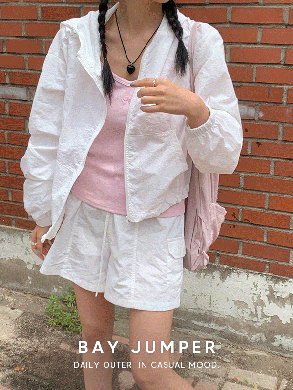 베이 나일론 후드 여름 아노락 바람막이 장마룩 점퍼(5color)