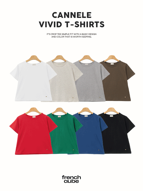 [🍉얼리썸머]카눌레 비비드 크롭 여름 반팔 티셔츠(8color)