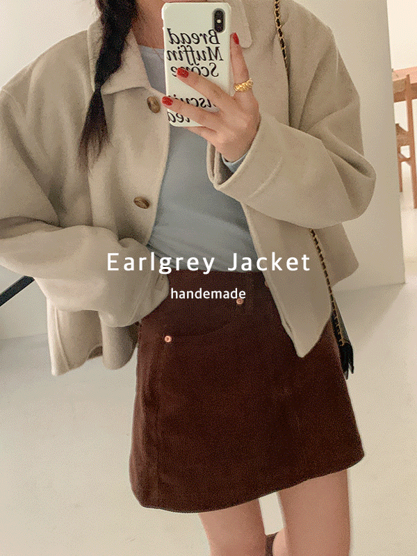 [🍉얼리썸머][울90/handmade]얼그레이  핸드메이드 루즈핏 숏 코트 자켓(4color)