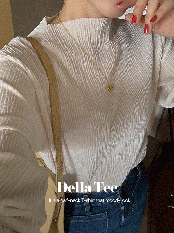 [🌸봄세일]델라 벨벳 플리츠 목폴라 하객룩 연말 겨울 티셔츠(3color)