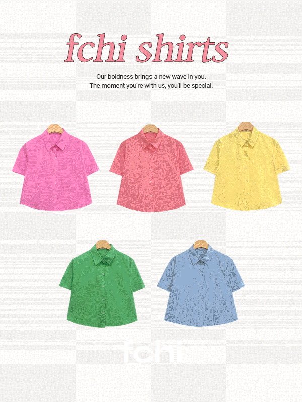 [🍉얼리썸머세일][색감맛집💗/5천장돌파][MADE]프치 비비드 여름 카라 크롭 셔츠(5color)