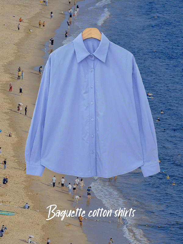 [🤍질좋은셔츠/당일출고][MADE]바게트 봄 비비드 루즈핏 코튼 블라우스 셔츠(3color) 하객룩/긱시크셔츠