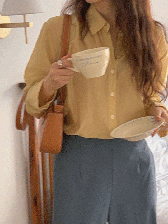 (5color)만다린 새틴 카라 루즈핏 봄 셔츠 블라우스