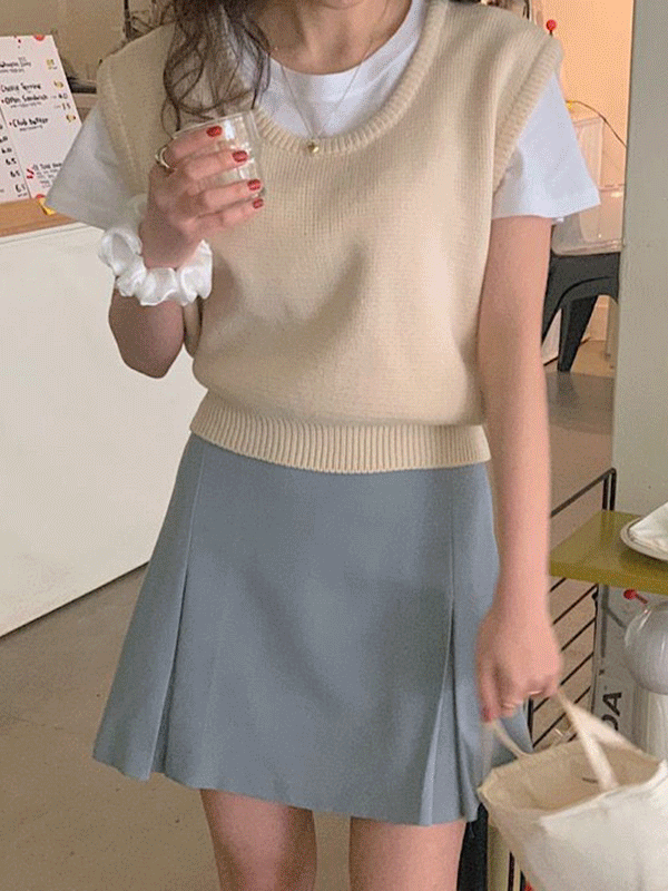 스무디 유넥 파스텔 루즈핏 봄 니트 조끼(3color)