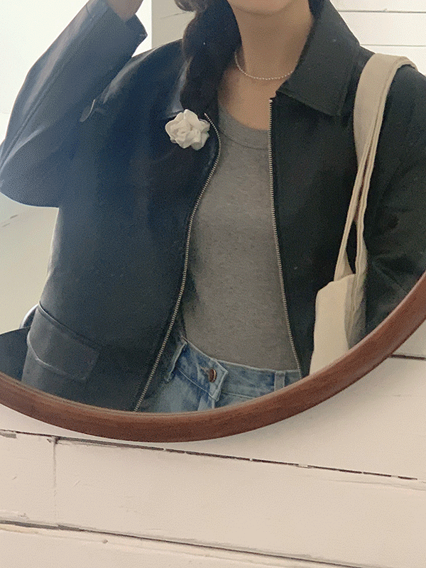 [🌸봄세일](3color)바토 봄 카라 레더 가죽 루즈핏 숏 자켓