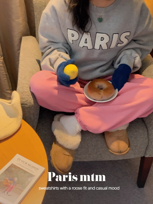파리 양기모 뽀글이 루즈핏 겨울 맨투맨(3color)