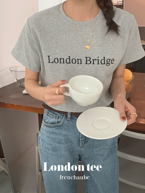 런던 레터링 기모 겨울 반팔 티셔츠(3color)