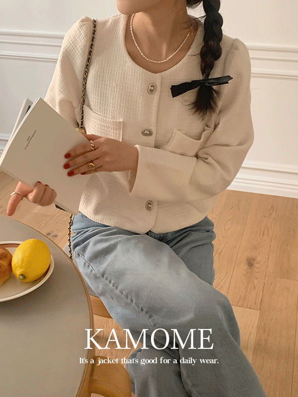 [🍉얼리썸머세일]카모메 봄 트위드 셔링 크롭 자켓 블라우스(3color)