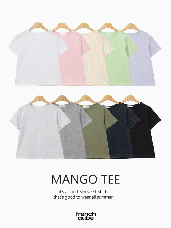 [질좋은 반팔티/ 여름 필수템🌴]망고 라운드넥 여름 데일리 베이직 코튼 스판 반팔 티셔츠(10color)