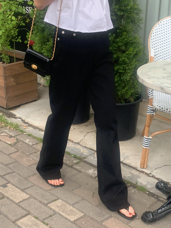 [🍉얼리썸머][🖤인생핏/-3kg]블랙 부츠컷 코튼 스판 슬림 팬츠