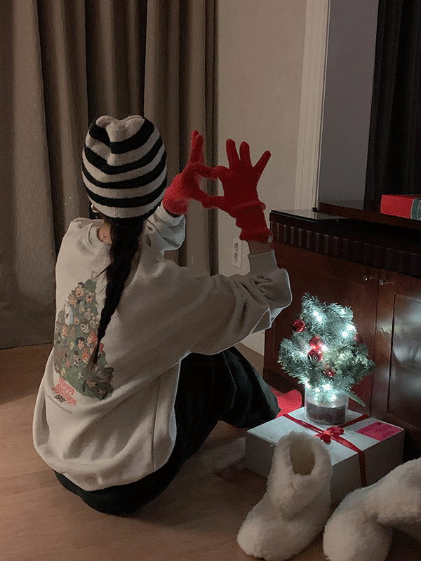 트리 기모 크리스마스 프린팅 오버핏  맨투맨(2color)