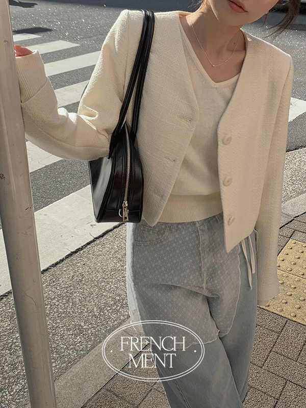 [🌷하객룩][MADE]메르시 노카라 봄 트위드 하객룩 크롭 숏 자켓(2color)